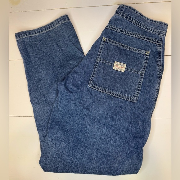 Old Navy Blue Relaxed Fit Jeans with Drawstring Waistband Denim Women’s Size 2 - Picture 10 of 16